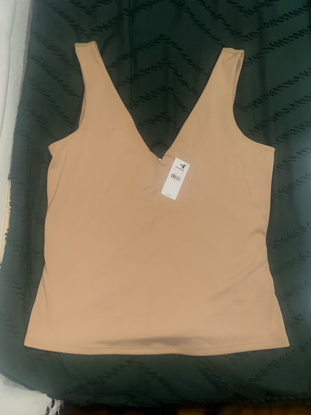 Express Sleeveless V-Neck Tank Top in Nude